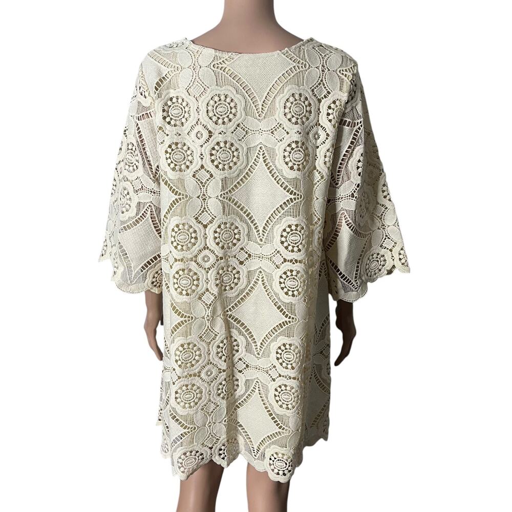 Pretty Angel Cream Lace Crochet Dress Womens Size Med Pullover Knit - Picture 2 of 8